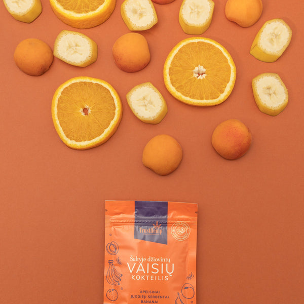 Liofilizuotų apelsinų ir uogų kokteilis "Virtu"